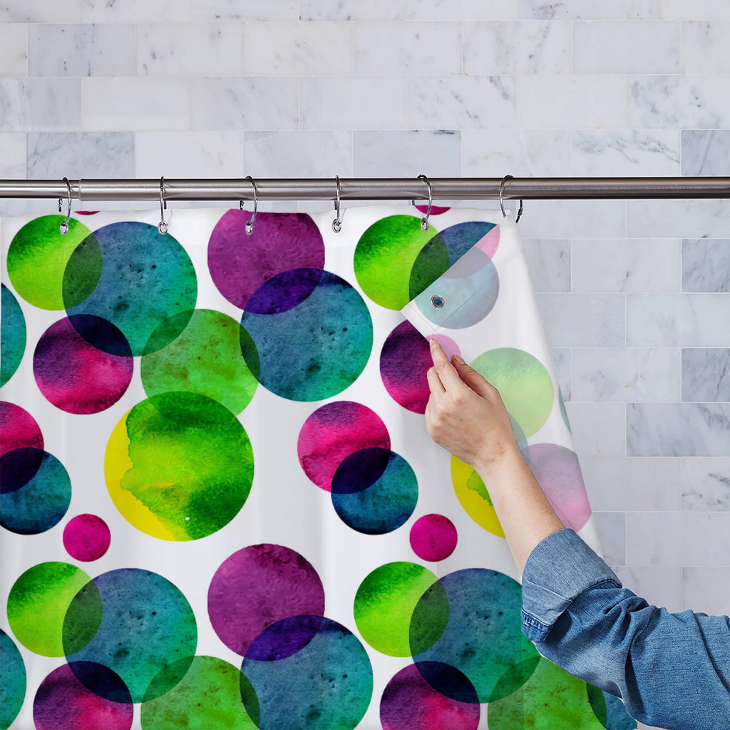 Circles On White D2 Washable Waterproof Shower Curtain-Shower Curtains-CUR_SH-IC 5007568 IC 5007568, Abstract Expressionism, Abstracts, Black and White, Brush Stroke, Circle, Digital, Digital Art, Dots, Drawing, Fashion, Graphic, Hand Drawn, Illustrations, Modern Art, Patterns, Semi Abstract, Signs, Signs and Symbols, Splatter, Watercolour, White, circles, on, d2, washable, waterproof, shower, curtain, abstract, aqua, artistic, artwork, backdrop, background, badge, bright, brush, stroke, bubble, cell, color