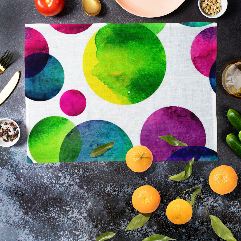 Circles On White D2 Table Mat Placemat-Table Place Mats Fabric-MAT_TB-IC 5007568 IC 5007568, Abstract Expressionism, Abstracts, Black and White, Brush Stroke, Circle, Digital, Digital Art, Dots, Drawing, Fashion, Graphic, Hand Drawn, Illustrations, Modern Art, Patterns, Semi Abstract, Signs, Signs and Symbols, Splatter, Watercolour, White, circles, on, d2, table, mat, placemat, abstract, aqua, artistic, artwork, backdrop, background, badge, bright, brush, stroke, bubble, cell, colorful, design, dot, draw, d