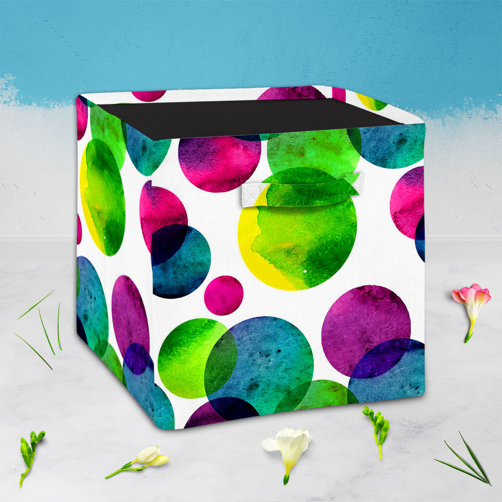 Circles On White D2 Foldable Open Storage Bin | Organizer Box, Toy Basket, Shelf Box, Laundry Bag | Canvas Fabric-Storage Bins-STR_BI_CB-IC 5007568 IC 5007568, Abstract Expressionism, Abstracts, Black and White, Brush Stroke, Circle, Digital, Digital Art, Dots, Drawing, Fashion, Graphic, Hand Drawn, Illustrations, Modern Art, Patterns, Semi Abstract, Signs, Signs and Symbols, Splatter, Watercolour, White, circles, on, d2, foldable, open, storage, bin, organizer, box, toy, basket, shelf, laundry, bag, canvas