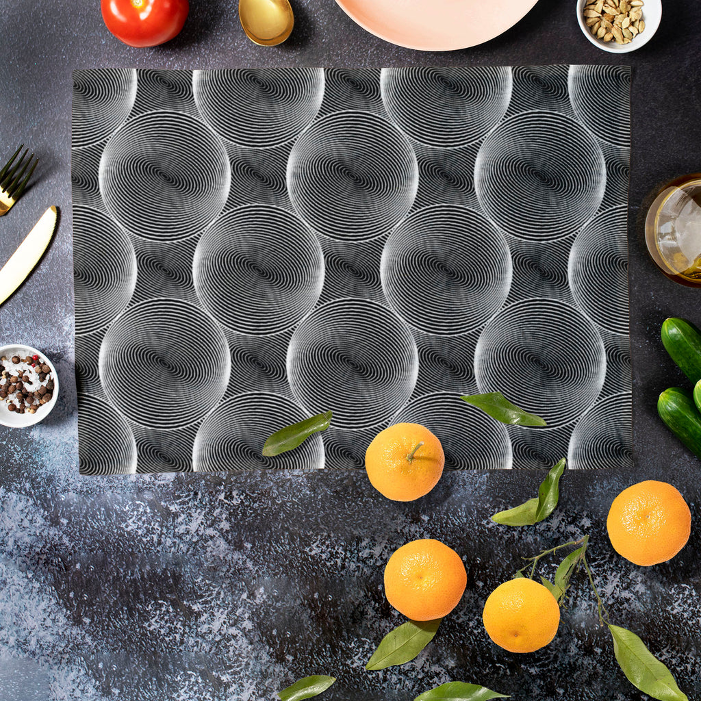 Monochrome Sphere Table Mat Placemat-Table Place Mats Fabric-MAT_TB-IC 5007573 IC 5007573, Abstract Expressionism, Abstracts, Art and Paintings, Black, Black and White, Circle, Digital, Digital Art, Geometric, Geometric Abstraction, Graphic, Grid Art, Illustrations, Modern Art, Patterns, Semi Abstract, Signs, Signs and Symbols, Stripes, White, monochrome, sphere, table, mat, placemat, abstract, abstraction, art, background, ball, circular, curve, design, diagonal, dynamic, ellipse, endless, futuristic, geom