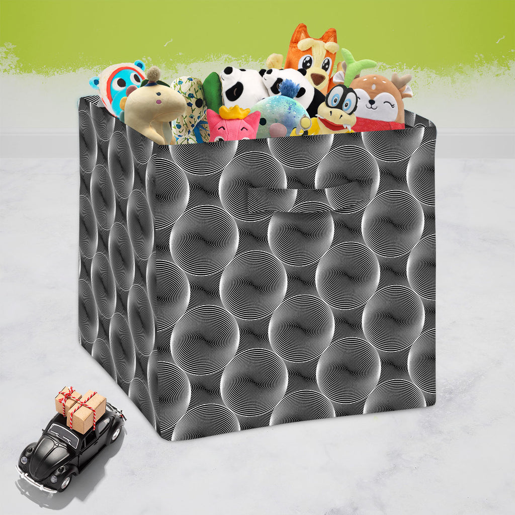 Monochrome Sphere Foldable Open Storage Bin | Organizer Box, Toy Basket, Shelf Box, Laundry Bag | Canvas Fabric-Storage Bins-STR_BI_CB-IC 5007573 IC 5007573, Abstract Expressionism, Abstracts, Art and Paintings, Black, Black and White, Circle, Digital, Digital Art, Geometric, Geometric Abstraction, Graphic, Grid Art, Illustrations, Modern Art, Patterns, Semi Abstract, Signs, Signs and Symbols, Stripes, White, monochrome, sphere, foldable, open, storage, bin, organizer, box, toy, basket, shelf, laundry, bag,