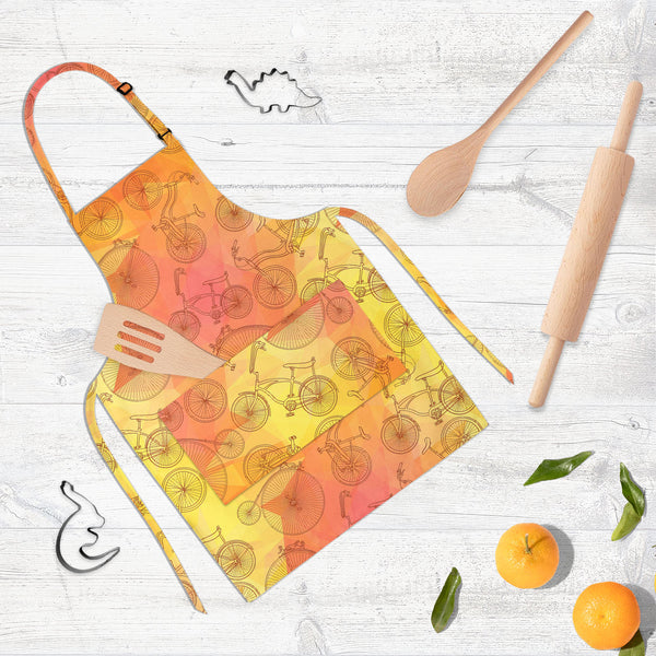 Bicycles D5 Apron | Adjustable, Free Size & Waist Tiebacks-Aprons Neck to Knee-APR_NK_KN-IC 5007575 IC 5007575, Ancient, Art and Paintings, Automobiles, Bikes, Cities, City Views, Digital, Digital Art, Drawing, Graphic, Hipster, Historical, Hobbies, Illustrations, Medieval, Patterns, Retro, Signs, Signs and Symbols, Sketches, Sports, Transportation, Travel, Triangles, Vehicles, Vintage, bicycles, d5, full-length, neck, to, knee, apron, poly-cotton, fabric, adjustable, buckle, waist, tiebacks, art, backgroun