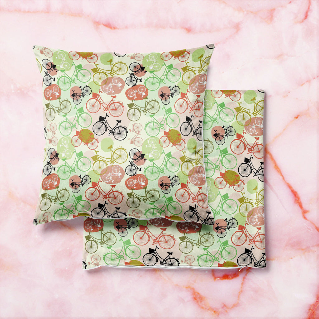 Vintage Bicycles Cushion Cover Throw Pillow-Cushion Covers-CUS_CV-IC 5007576 IC 5007576, Art and Paintings, Automobiles, Bikes, Black, Black and White, Digital, Digital Art, Drawing, Graphic, Illustrations, Patterns, Retro, Signs, Signs and Symbols, Sketches, Sports, Transportation, Travel, Vehicles, Vintage, White, Metallic, bicycles, cushion, cover, throw, pillow, art, background, beige, bicycle, bike, brown, cute, cycle, design, doodle, drawn, green, hand, illustration, leisure, line, object, old, pastel
