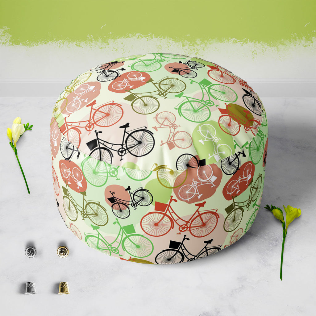 Vintage Bicycles Footstool Footrest Puffy Pouffe Ottoman Bean Bag | Canvas Fabric-Footstools-FST_CB_BN-IC 5007576 IC 5007576, Art and Paintings, Automobiles, Bikes, Black, Black and White, Digital, Digital Art, Drawing, Graphic, Illustrations, Patterns, Retro, Signs, Signs and Symbols, Sketches, Sports, Transportation, Travel, Vehicles, Vintage, White, Metallic, bicycles, footstool, footrest, puffy, pouffe, ottoman, bean, bag, canvas, fabric, art, background, beige, bicycle, bike, brown, cute, cycle, design