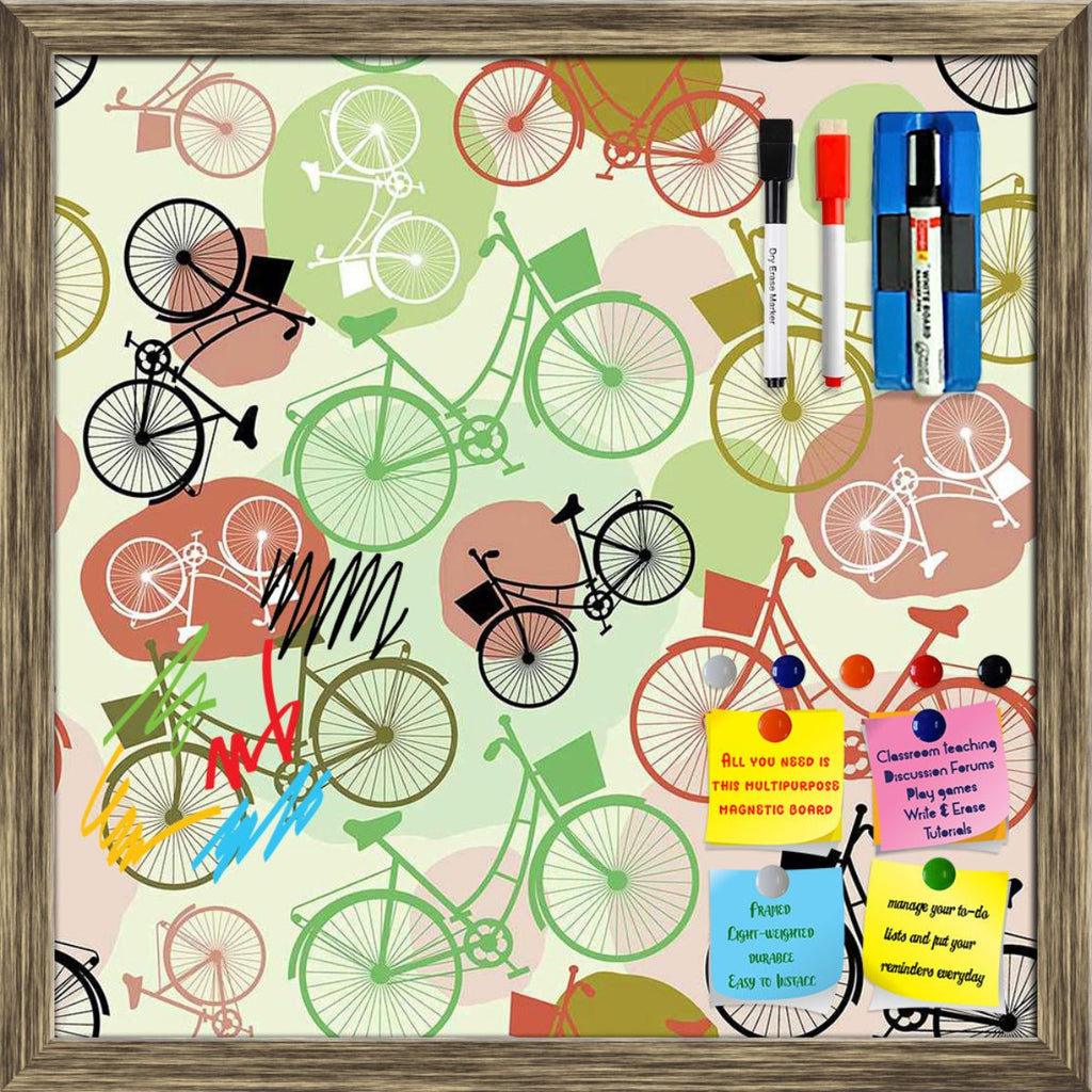 Vintage Bicycles Framed Magnetic Dry Erase Board | Combo with Magnet Buttons & Markers-Magnetic Boards Framed-MGB_FR-IC 5007576 IC 5007576, Art and Paintings, Automobiles, Bikes, Black, Black and White, Digital, Digital Art, Drawing, Graphic, Illustrations, Patterns, Retro, Signs, Signs and Symbols, Sketches, Sports, Transportation, Travel, Vehicles, Vintage, White, Metallic, bicycles, framed, magnetic, dry, erase, board, printed, whiteboard, with, 4, magnets, 2, markers, 1, duster, art, background, beige, 