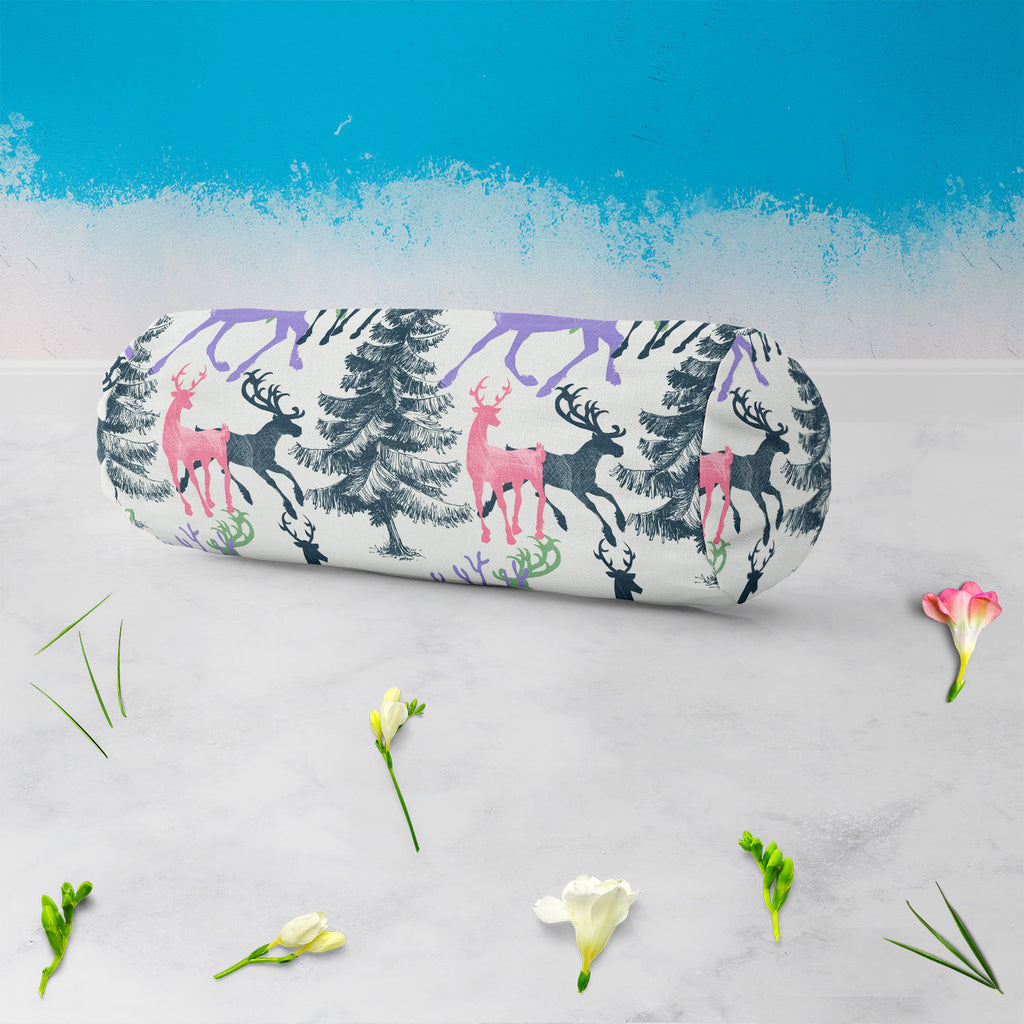 Deer & Pine Bolster Cover Booster Cases | Concealed Zipper Opening-Bolster Covers-BOL_CV_ZP-IC 5007581 IC 5007581, Animals, Art and Paintings, Christianity, Digital, Digital Art, Graphic, Holidays, Illustrations, Landscapes, Mountains, Nature, Patterns, Retro, Scenic, Seasons, Signs, Signs and Symbols, deer, pine, bolster, cover, booster, cases, concealed, zipper, opening, pattern, christmas, seamless, animal, art, background, banner, beautiful, beauty, card, celebration, day, december, decoration, design, 