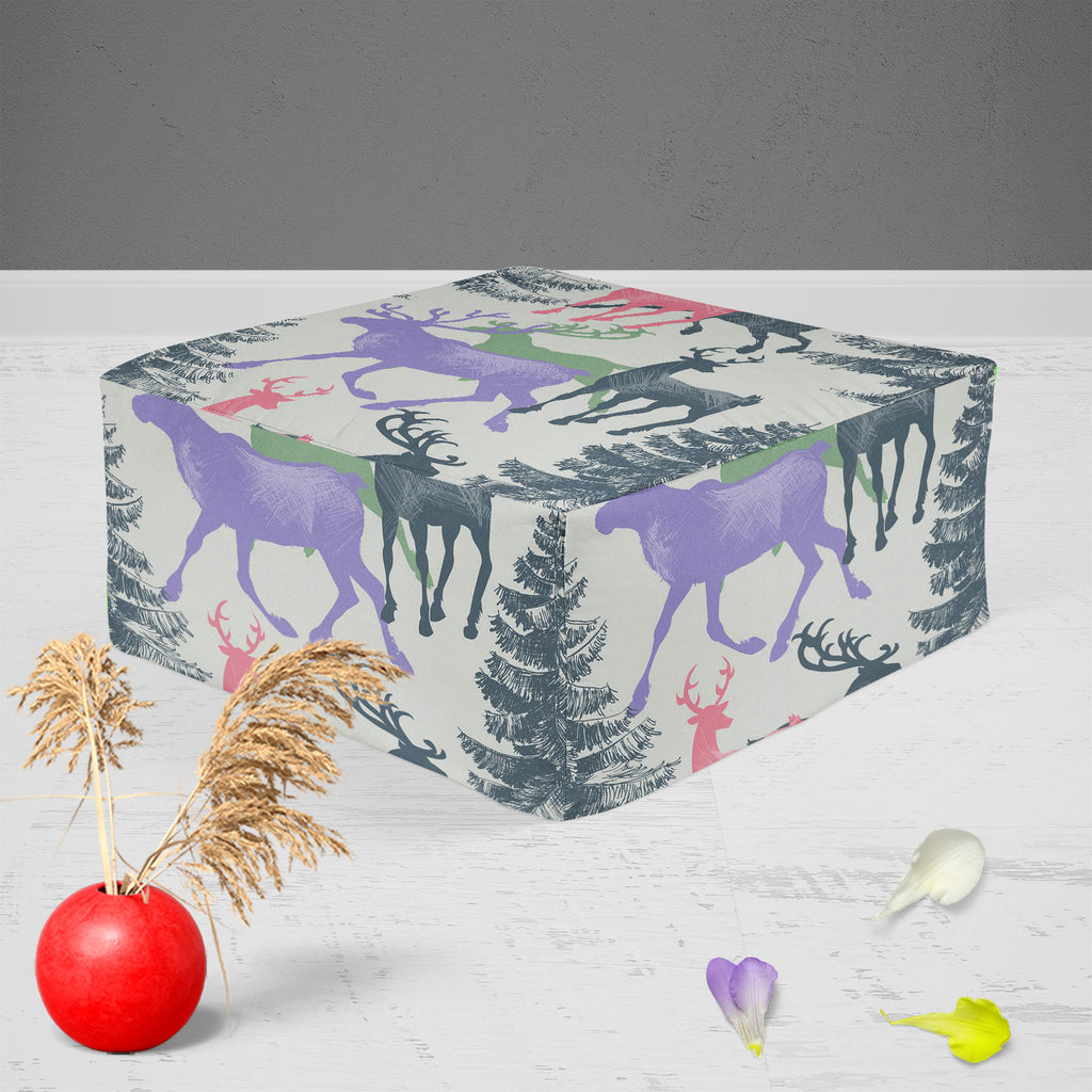 Deer & Pine Footstool Footrest Puffy Pouffe Ottoman Bean Bag | Canvas Fabric-Footstools-FST_CB_BN-IC 5007581 IC 5007581, Animals, Art and Paintings, Christianity, Digital, Digital Art, Graphic, Holidays, Illustrations, Landscapes, Mountains, Nature, Patterns, Retro, Scenic, Seasons, Signs, Signs and Symbols, deer, pine, footstool, footrest, puffy, pouffe, ottoman, bean, bag, canvas, fabric, pattern, christmas, seamless, animal, art, background, banner, beautiful, beauty, card, celebration, day, december, de