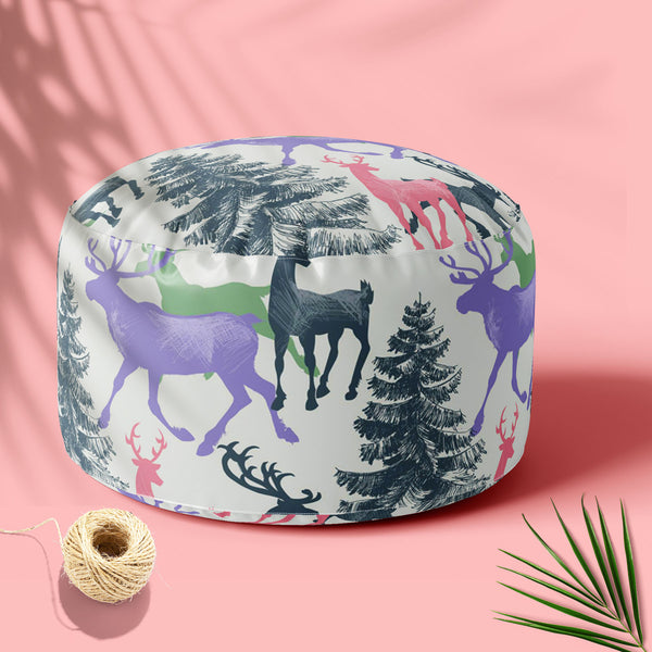 Deer & Pine Footstool Footrest Puffy Pouffe Ottoman Bean Bag | Canvas Fabric-Footstools-FST_CB_BN-IC 5007581 IC 5007581, Animals, Art and Paintings, Christianity, Digital, Digital Art, Graphic, Holidays, Illustrations, Landscapes, Mountains, Nature, Patterns, Retro, Scenic, Seasons, Signs, Signs and Symbols, deer, pine, footstool, footrest, puffy, pouffe, ottoman, bean, bag, floor, cushion, pillow, canvas, fabric, pattern, christmas, seamless, animal, art, background, banner, beautiful, beauty, card, celebr