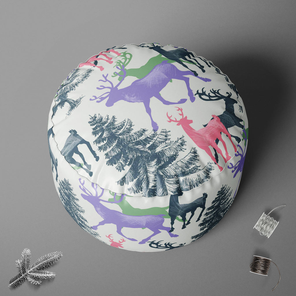 Deer & Pine Footstool Footrest Puffy Pouffe Ottoman Bean Bag | Canvas Fabric-Footstools-FST_CB_BN-IC 5007581 IC 5007581, Animals, Art and Paintings, Christianity, Digital, Digital Art, Graphic, Holidays, Illustrations, Landscapes, Mountains, Nature, Patterns, Retro, Scenic, Seasons, Signs, Signs and Symbols, deer, pine, footstool, footrest, puffy, pouffe, ottoman, bean, bag, canvas, fabric, pattern, christmas, seamless, animal, art, background, banner, beautiful, beauty, card, celebration, day, december, de