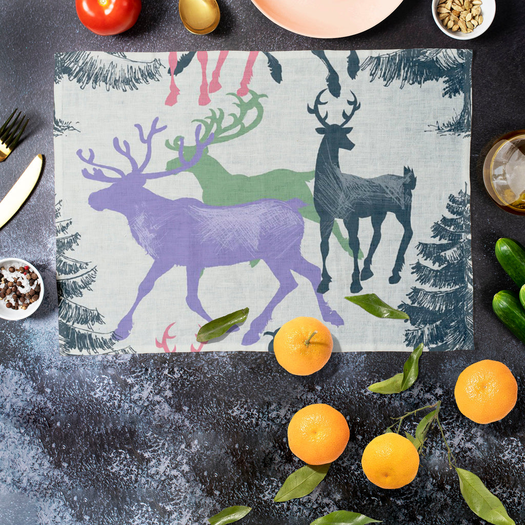 Deer & Pine Table Mat Placemat-Table Place Mats Fabric-MAT_TB-IC 5007581 IC 5007581, Animals, Art and Paintings, Christianity, Digital, Digital Art, Graphic, Holidays, Illustrations, Landscapes, Mountains, Nature, Patterns, Retro, Scenic, Seasons, Signs, Signs and Symbols, deer, pine, table, mat, placemat, pattern, christmas, seamless, animal, art, background, banner, beautiful, beauty, card, celebration, day, december, decoration, design, forest, greeting, happy, holiday, illustration, invitation, light, m