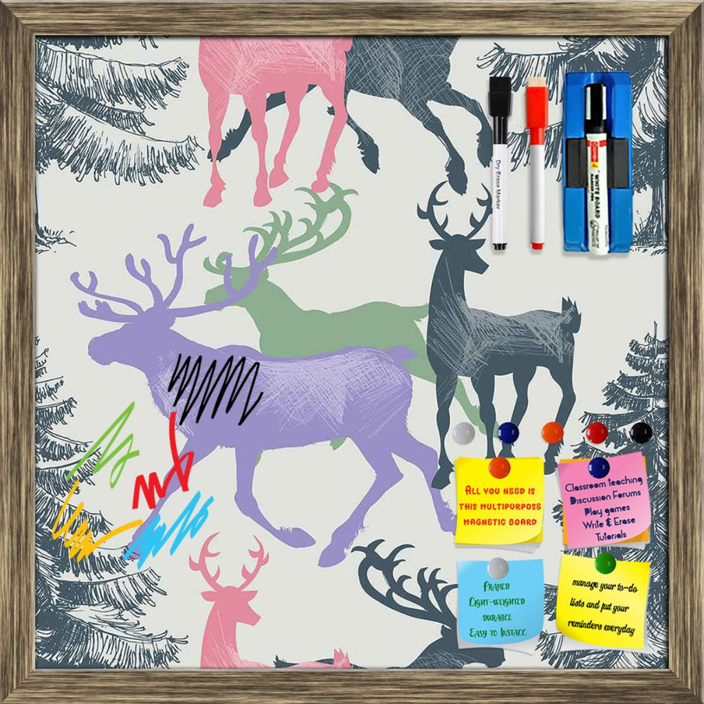 Deer & Pine Framed Magnetic Dry Erase Board | Combo with Magnet Buttons & Markers-Magnetic Boards Framed-MGB_FR-IC 5007581 IC 5007581, Animals, Art and Paintings, Christianity, Digital, Digital Art, Graphic, Holidays, Illustrations, Landscapes, Mountains, Nature, Patterns, Retro, Scenic, Seasons, Signs, Signs and Symbols, deer, pine, framed, magnetic, dry, erase, board, printed, whiteboard, with, 4, magnets, 2, markers, 1, duster, pattern, christmas, seamless, animal, art, background, banner, beautiful, bea