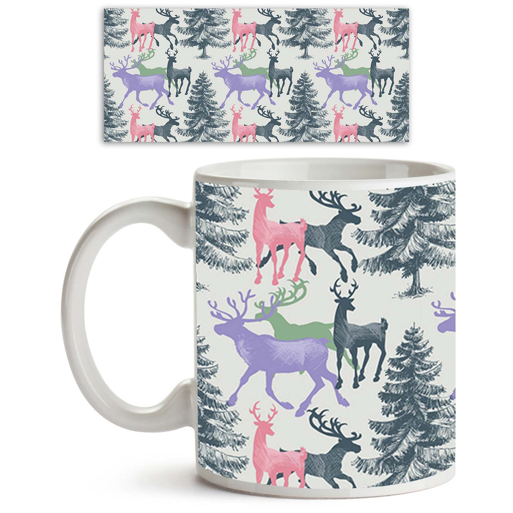 Deer & Pine Ceramic Coffee Tea Mug Inside White-Coffee Mugs-MUG-IC 5007581 IC 5007581, Animals, Art and Paintings, Christianity, Digital, Digital Art, Graphic, Holidays, Illustrations, Landscapes, Mountains, Nature, Patterns, Retro, Scenic, Seasons, Signs, Signs and Symbols, deer, pine, ceramic, coffee, tea, mug, inside, white, pattern, christmas, seamless, animal, art, background, banner, beautiful, beauty, card, celebration, day, december, decoration, design, forest, greeting, happy, holiday, illustration