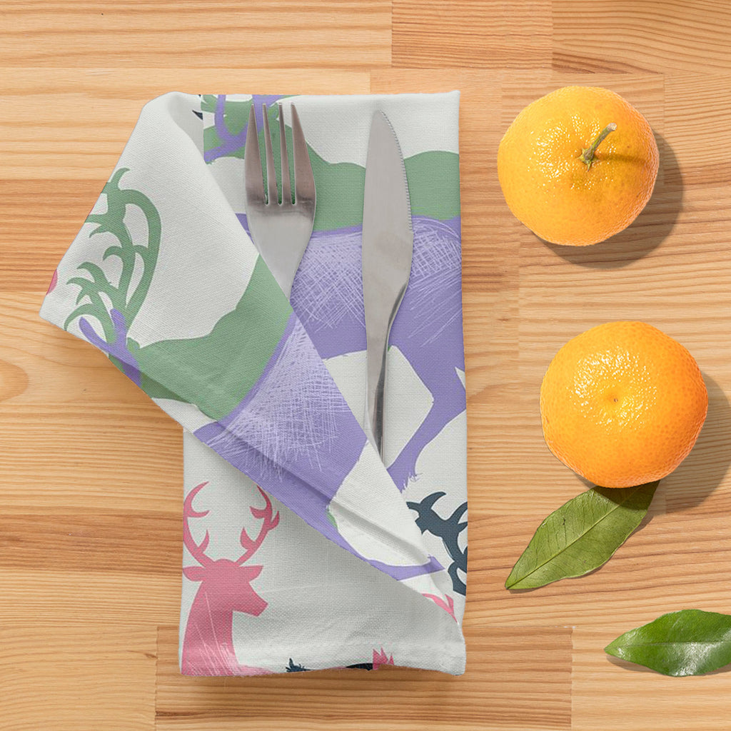 Deer & Pine Table Napkin-Table Napkins-NAP_TB-IC 5007581 IC 5007581, Animals, Art and Paintings, Christianity, Digital, Digital Art, Graphic, Holidays, Illustrations, Landscapes, Mountains, Nature, Patterns, Retro, Scenic, Seasons, Signs, Signs and Symbols, deer, pine, table, napkin, pattern, christmas, seamless, animal, art, background, banner, beautiful, beauty, card, celebration, day, december, decoration, design, forest, greeting, happy, holiday, illustration, invitation, light, merry, mountain, new, no