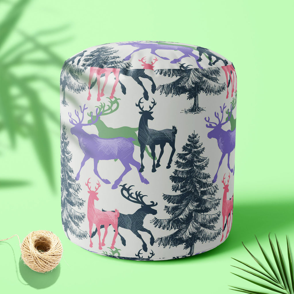 Deer & Pine Footstool Footrest Puffy Pouffe Ottoman Bean Bag | Canvas Fabric-Footstools-FST_CB_BN-IC 5007581 IC 5007581, Animals, Art and Paintings, Christianity, Digital, Digital Art, Graphic, Holidays, Illustrations, Landscapes, Mountains, Nature, Patterns, Retro, Scenic, Seasons, Signs, Signs and Symbols, deer, pine, footstool, footrest, puffy, pouffe, ottoman, bean, bag, canvas, fabric, pattern, christmas, seamless, animal, art, background, banner, beautiful, beauty, card, celebration, day, december, de