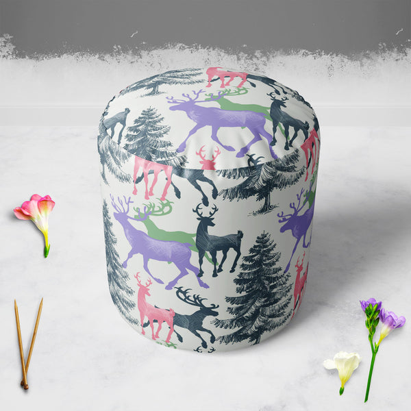 Deer & Pine Footstool Footrest Puffy Pouffe Ottoman Bean Bag | Canvas Fabric-Footstools-FST_CB_BN-IC 5007581 IC 5007581, Animals, Art and Paintings, Christianity, Digital, Digital Art, Graphic, Holidays, Illustrations, Landscapes, Mountains, Nature, Patterns, Retro, Scenic, Seasons, Signs, Signs and Symbols, deer, pine, puffy, pouffe, ottoman, footstool, footrest, bean, bag, canvas, fabric, pattern, christmas, seamless, animal, art, background, banner, beautiful, beauty, card, celebration, day, december, de