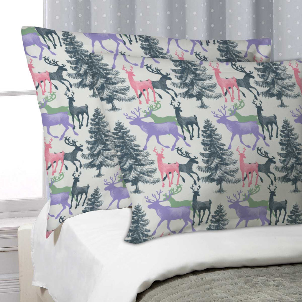 ArtzFolio Deer & Pine Pillow Cover Case-Pillow Cases-AZHFR33102109PIL_CV_L-Image Code 5007581 Vishnu Image Folio Pvt Ltd, IC 5007581, ArtzFolio, Pillow Cases, Animals, Kids, Digital Art, deer, pine, pillow, cover, case, tree, forest, seamless, pattern, christmas, theme, pillow cover, pillow case cover, linen pillow cover, printed pillow cover, pillow for bedroom, living room pillow covers, standard pillow case covers, pitaara box, throw pillow cover, 2 pcs satin pillow cover set, pillow covers 27x18, decora