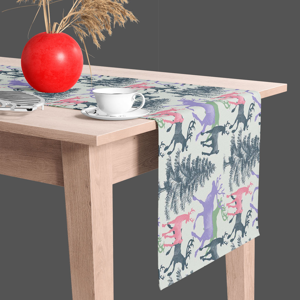 Deer & Pine Table Runner-Table Runners-RUN_TB-IC 5007581 IC 5007581, Animals, Art and Paintings, Christianity, Digital, Digital Art, Graphic, Holidays, Illustrations, Landscapes, Mountains, Nature, Patterns, Retro, Scenic, Seasons, Signs, Signs and Symbols, deer, pine, table, runner, pattern, christmas, seamless, animal, art, background, banner, beautiful, beauty, card, celebration, day, december, decoration, design, forest, greeting, happy, holiday, illustration, invitation, light, merry, mountain, new, no
