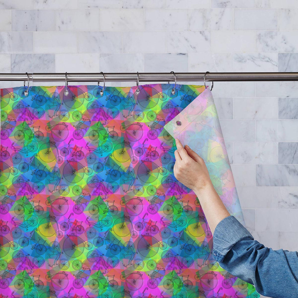 Bicycles Washable Waterproof Shower Curtain-Shower Curtains-CUR_SH-IC 5007584 IC 5007584, Ancient, Art and Paintings, Automobiles, Bikes, Cities, City Views, Digital, Digital Art, Drawing, Graphic, Hipster, Historical, Hobbies, Illustrations, Medieval, Patterns, Retro, Signs, Signs and Symbols, Sketches, Sports, Transportation, Travel, Triangles, Vehicles, Vintage, bicycles, washable, waterproof, shower, curtain, art, background, bicycle, bike, circus, city, color, colorful, cute, cycle, design, doodle, exe