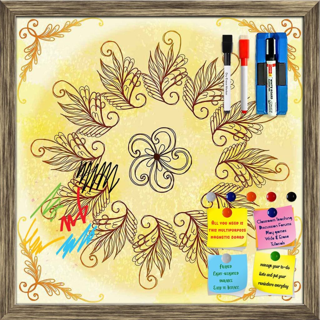 Ethnic Circular Ornament Framed Magnetic Dry Erase Board | Combo with Magnet Buttons & Markers-Magnetic Boards Framed-MGB_FR-IC 5007585 IC 5007585, Abstract Expressionism, Abstracts, Allah, Arabic, Art and Paintings, Asian, Botanical, Circle, Cities, City Views, Culture, Drawing, Ethnic, Floral, Flowers, Geometric, Geometric Abstraction, Hinduism, Illustrations, Indian, Islam, Mandala, Nature, Paintings, Patterns, Retro, Semi Abstract, Signs, Signs and Symbols, Symbols, Traditional, Tribal, World Culture, c