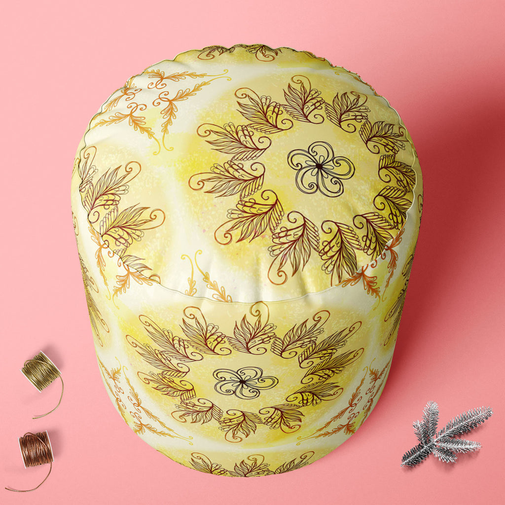 Ethnic Circular Ornament D4 Footstool Footrest Puffy Pouffe Ottoman Bean Bag | Canvas Fabric-Footstools-FST_CB_BN-IC 5007585 IC 5007585, Abstract Expressionism, Abstracts, Allah, Arabic, Art and Paintings, Asian, Botanical, Circle, Cities, City Views, Culture, Drawing, Ethnic, Floral, Flowers, Geometric, Geometric Abstraction, Hinduism, Illustrations, Indian, Islam, Mandala, Nature, Paintings, Patterns, Retro, Semi Abstract, Signs, Signs and Symbols, Symbols, Traditional, Tribal, World Culture, circular, or