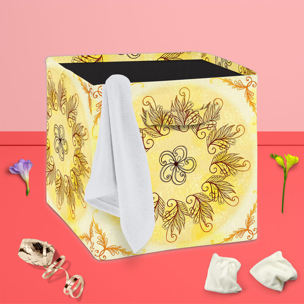 Ethnic Circular Ornament D4 Foldable Open Storage Bin | Organizer Box, Toy Basket, Shelf Box, Laundry Bag | Canvas Fabric-Storage Bins-STR_BI_CB-IC 5007585 IC 5007585, Abstract Expressionism, Abstracts, Allah, Arabic, Art and Paintings, Asian, Botanical, Circle, Cities, City Views, Culture, Drawing, Ethnic, Floral, Flowers, Geometric, Geometric Abstraction, Hinduism, Illustrations, Indian, Islam, Mandala, Nature, Paintings, Patterns, Retro, Semi Abstract, Signs, Signs and Symbols, Symbols, Traditional, Trib