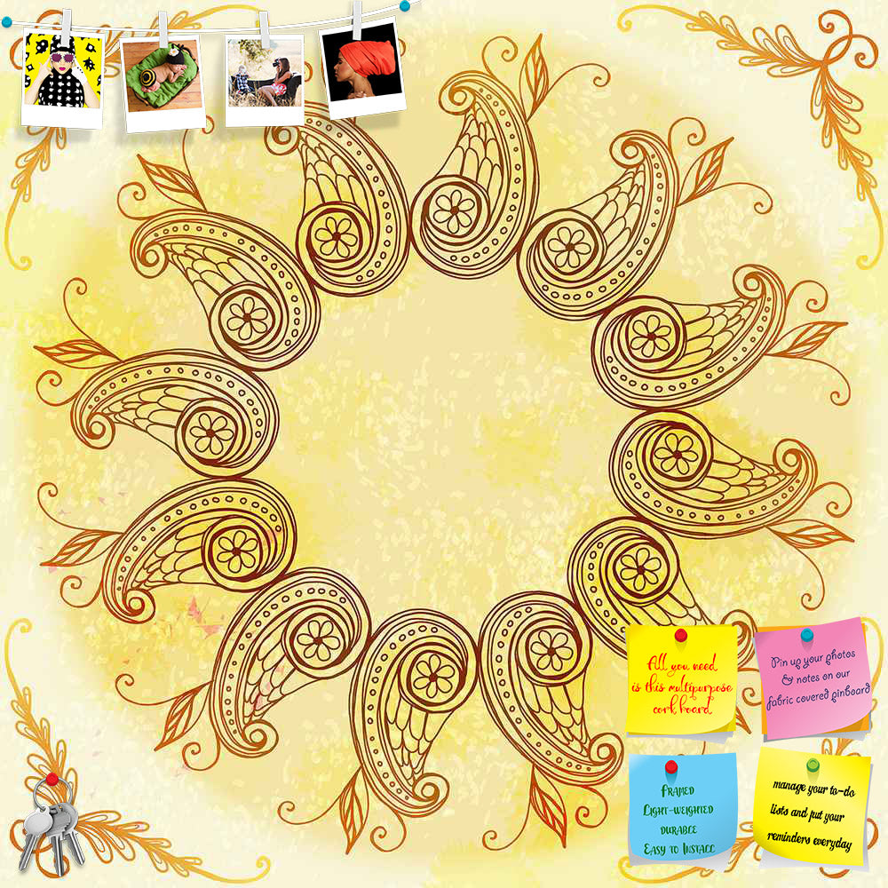 ArtzFolio Ethnic Circular Ornament D5 Printed Bulletin Board Notice Pin Board Soft Board | Frameless-Bulletin Boards Frameless-AZSAO33466300BLB_FL_L-Image Code 5007586 Vishnu Image Folio Pvt Ltd, IC 5007586, ArtzFolio, Bulletin Boards Frameless, Abstract, Traditional, Digital Art, ethnic, circular, ornament, d5, printed, bulletin, board, notice, pin, soft, frameless, hand, drawn, beige, eps10, pin up board, push pin board, extra large cork board, big pin board, notice board, small bulletin board, cork board