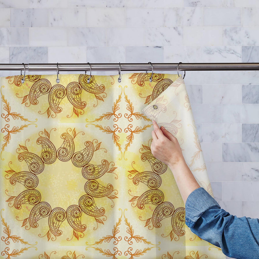 Ethnic Circular Ornament D5 Washable Waterproof Shower Curtain-Shower Curtains-CUR_SH-IC 5007586 IC 5007586, Abstract Expressionism, Abstracts, Allah, Arabic, Art and Paintings, Asian, Botanical, Circle, Cities, City Views, Culture, Drawing, Ethnic, Floral, Flowers, Geometric, Geometric Abstraction, Hinduism, Illustrations, Indian, Islam, Mandala, Nature, Paintings, Patterns, Retro, Semi Abstract, Signs, Signs and Symbols, Symbols, Traditional, Tribal, World Culture, circular, ornament, d5, washable, waterp