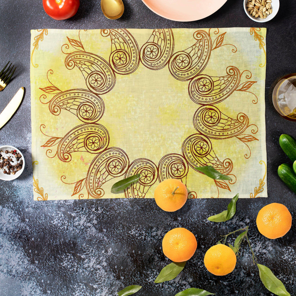 Ethnic Circular Ornament D5 Table Mat Placemat-Table Place Mats Fabric-MAT_TB-IC 5007586 IC 5007586, Abstract Expressionism, Abstracts, Allah, Arabic, Art and Paintings, Asian, Botanical, Circle, Cities, City Views, Culture, Drawing, Ethnic, Floral, Flowers, Geometric, Geometric Abstraction, Hinduism, Illustrations, Indian, Islam, Mandala, Nature, Paintings, Patterns, Retro, Semi Abstract, Signs, Signs and Symbols, Symbols, Traditional, Tribal, World Culture, circular, ornament, d5, table, mat, placemat, ab