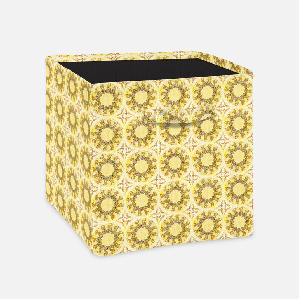 Ethnic Circular Ornament Foldable Open Storage Bin | Organizer Box, Toy Basket, Shelf Box, Laundry Bag | Canvas Fabric-Storage Bins-STR_BI_CB-IC 5007586 IC 5007586, Abstract Expressionism, Abstracts, Allah, Arabic, Art and Paintings, Asian, Botanical, Circle, Cities, City Views, Culture, Drawing, Ethnic, Floral, Flowers, Geometric, Geometric Abstraction, Hinduism, Illustrations, Indian, Islam, Mandala, Nature, Paintings, Patterns, Retro, Semi Abstract, Signs, Signs and Symbols, Symbols, Traditional, Tribal,
