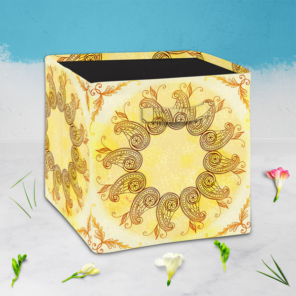 Ethnic Circular Ornament D5 Foldable Open Storage Bin | Organizer Box, Toy Basket, Shelf Box, Laundry Bag | Canvas Fabric-Storage Bins-STR_BI_CB-IC 5007586 IC 5007586, Abstract Expressionism, Abstracts, Allah, Arabic, Art and Paintings, Asian, Botanical, Circle, Cities, City Views, Culture, Drawing, Ethnic, Floral, Flowers, Geometric, Geometric Abstraction, Hinduism, Illustrations, Indian, Islam, Mandala, Nature, Paintings, Patterns, Retro, Semi Abstract, Signs, Signs and Symbols, Symbols, Traditional, Trib