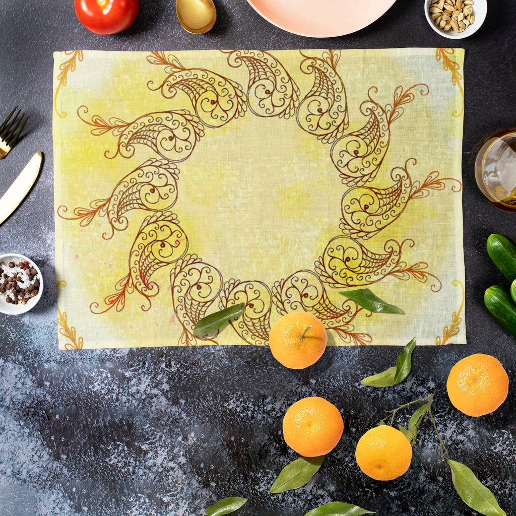 Ethnic Circular Ornament D6 Table Mat Placemat-Table Place Mats Fabric-MAT_TB-IC 5007587 IC 5007587, Abstract Expressionism, Abstracts, Allah, Arabic, Art and Paintings, Asian, Botanical, Circle, Cities, City Views, Culture, Drawing, Ethnic, Floral, Flowers, Geometric, Geometric Abstraction, Hinduism, Illustrations, Indian, Islam, Mandala, Nature, Paintings, Patterns, Retro, Semi Abstract, Signs, Signs and Symbols, Symbols, Traditional, Tribal, World Culture, circular, ornament, d6, table, mat, placemat, ab