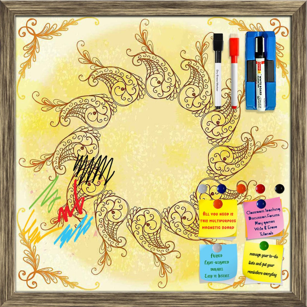 Ethnic Circular Ornament Framed Magnetic Dry Erase Board | Combo with Magnet Buttons & Markers-Magnetic Boards Framed-MGB_FR-IC 5007587 IC 5007587, Abstract Expressionism, Abstracts, Allah, Arabic, Art and Paintings, Asian, Botanical, Circle, Cities, City Views, Culture, Drawing, Ethnic, Floral, Flowers, Geometric, Geometric Abstraction, Hinduism, Illustrations, Indian, Islam, Mandala, Nature, Paintings, Patterns, Retro, Semi Abstract, Signs, Signs and Symbols, Symbols, Traditional, Tribal, World Culture, c