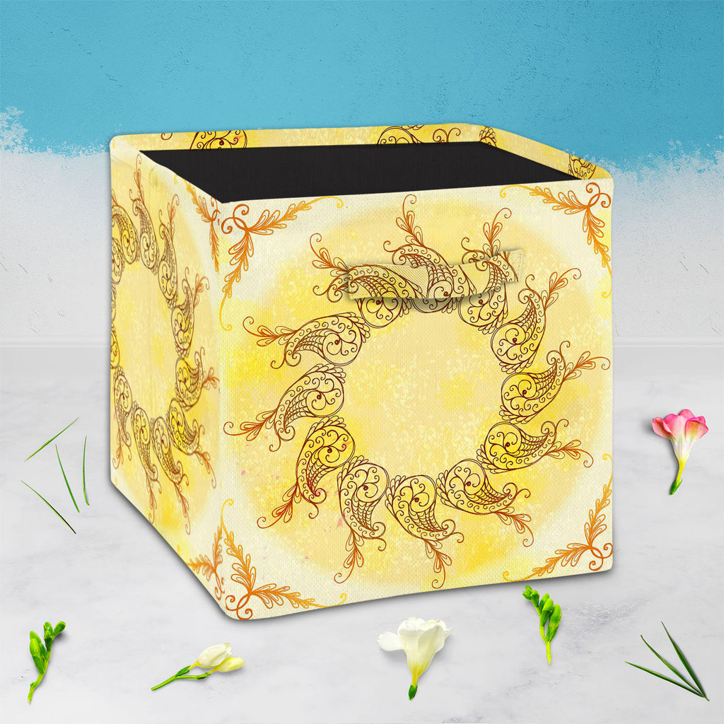 Ethnic Circular Ornament D6 Foldable Open Storage Bin | Organizer Box, Toy Basket, Shelf Box, Laundry Bag | Canvas Fabric-Storage Bins-STR_BI_CB-IC 5007587 IC 5007587, Abstract Expressionism, Abstracts, Allah, Arabic, Art and Paintings, Asian, Botanical, Circle, Cities, City Views, Culture, Drawing, Ethnic, Floral, Flowers, Geometric, Geometric Abstraction, Hinduism, Illustrations, Indian, Islam, Mandala, Nature, Paintings, Patterns, Retro, Semi Abstract, Signs, Signs and Symbols, Symbols, Traditional, Trib