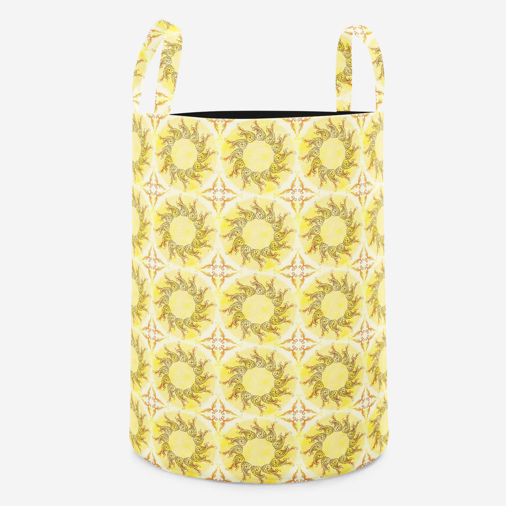 Ethnic Circular Ornament Foldable Open Storage Bin | Organizer Box, Toy Basket, Shelf Box, Laundry Bag | Canvas Fabric-Storage Bins-STR_BI_RD-IC 5007587 IC 5007587, Abstract Expressionism, Abstracts, Allah, Arabic, Art and Paintings, Asian, Botanical, Circle, Cities, City Views, Culture, Drawing, Ethnic, Floral, Flowers, Geometric, Geometric Abstraction, Hinduism, Illustrations, Indian, Islam, Mandala, Nature, Paintings, Patterns, Retro, Semi Abstract, Signs, Signs and Symbols, Symbols, Traditional, Tribal,