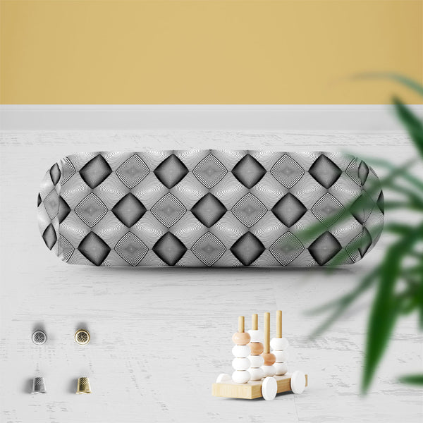 Monochrome Diamond D1 Bolster Cover Booster Cases | Concealed Zipper Opening-Bolster Covers-BOL_CV_ZP-IC 5007590 IC 5007590, Abstract Expressionism, Abstracts, Art and Paintings, Black, Black and White, Circle, Diamond, Digital, Digital Art, Geometric, Geometric Abstraction, Graphic, Grid Art, Illustrations, Modern Art, Patterns, Semi Abstract, Signs, Signs and Symbols, Stripes, White, monochrome, d1, bolster, cover, booster, cases, zipper, opening, poly, cotton, fabric, abstract, abstraction, art, backgrou