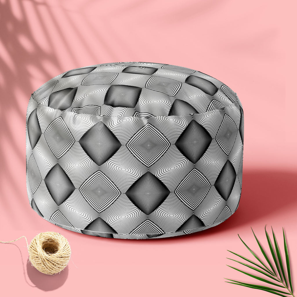 Monochrome Diamond D1 Footstool Footrest Puffy Pouffe Ottoman Bean Bag | Canvas Fabric-Footstools-FST_CB_BN-IC 5007590 IC 5007590, Abstract Expressionism, Abstracts, Art and Paintings, Black, Black and White, Circle, Diamond, Digital, Digital Art, Geometric, Geometric Abstraction, Graphic, Grid Art, Illustrations, Modern Art, Patterns, Semi Abstract, Signs, Signs and Symbols, Stripes, White, monochrome, d1, footstool, footrest, puffy, pouffe, ottoman, bean, bag, canvas, fabric, abstract, abstraction, art, b