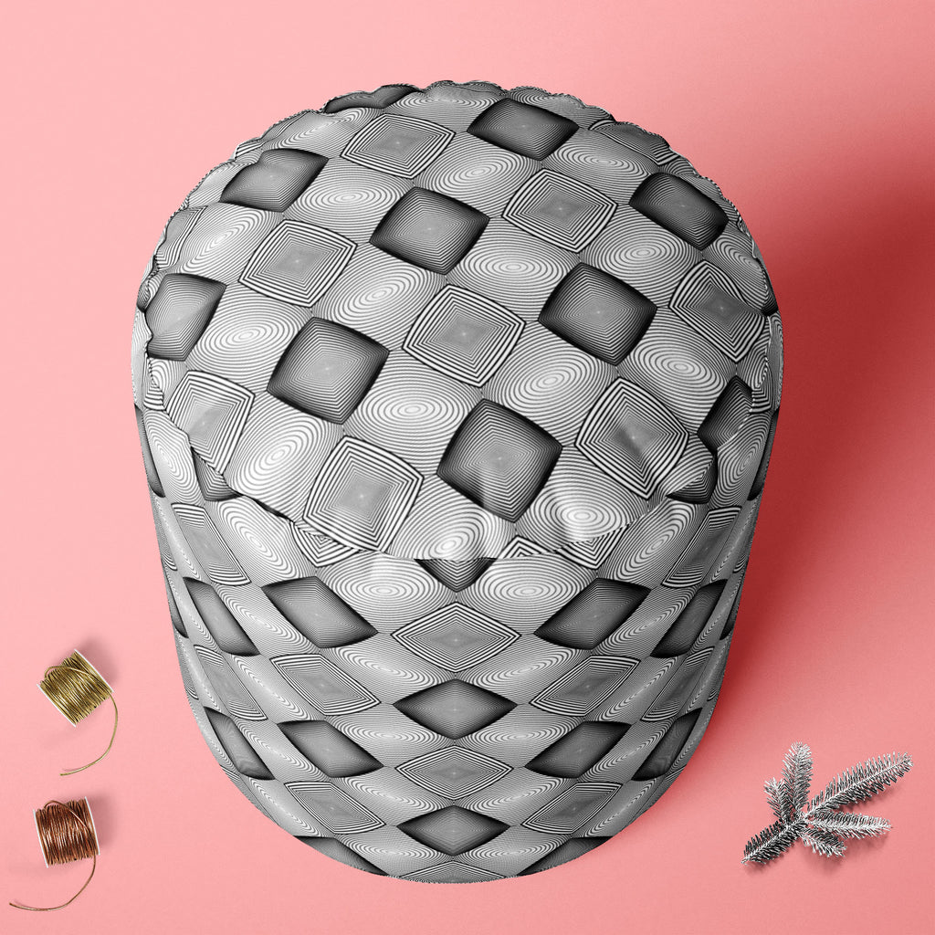 Monochrome Diamond D1 Footstool Footrest Puffy Pouffe Ottoman Bean Bag | Canvas Fabric-Footstools-FST_CB_BN-IC 5007590 IC 5007590, Abstract Expressionism, Abstracts, Art and Paintings, Black, Black and White, Circle, Diamond, Digital, Digital Art, Geometric, Geometric Abstraction, Graphic, Grid Art, Illustrations, Modern Art, Patterns, Semi Abstract, Signs, Signs and Symbols, Stripes, White, monochrome, d1, footstool, footrest, puffy, pouffe, ottoman, bean, bag, canvas, fabric, abstract, abstraction, art, b