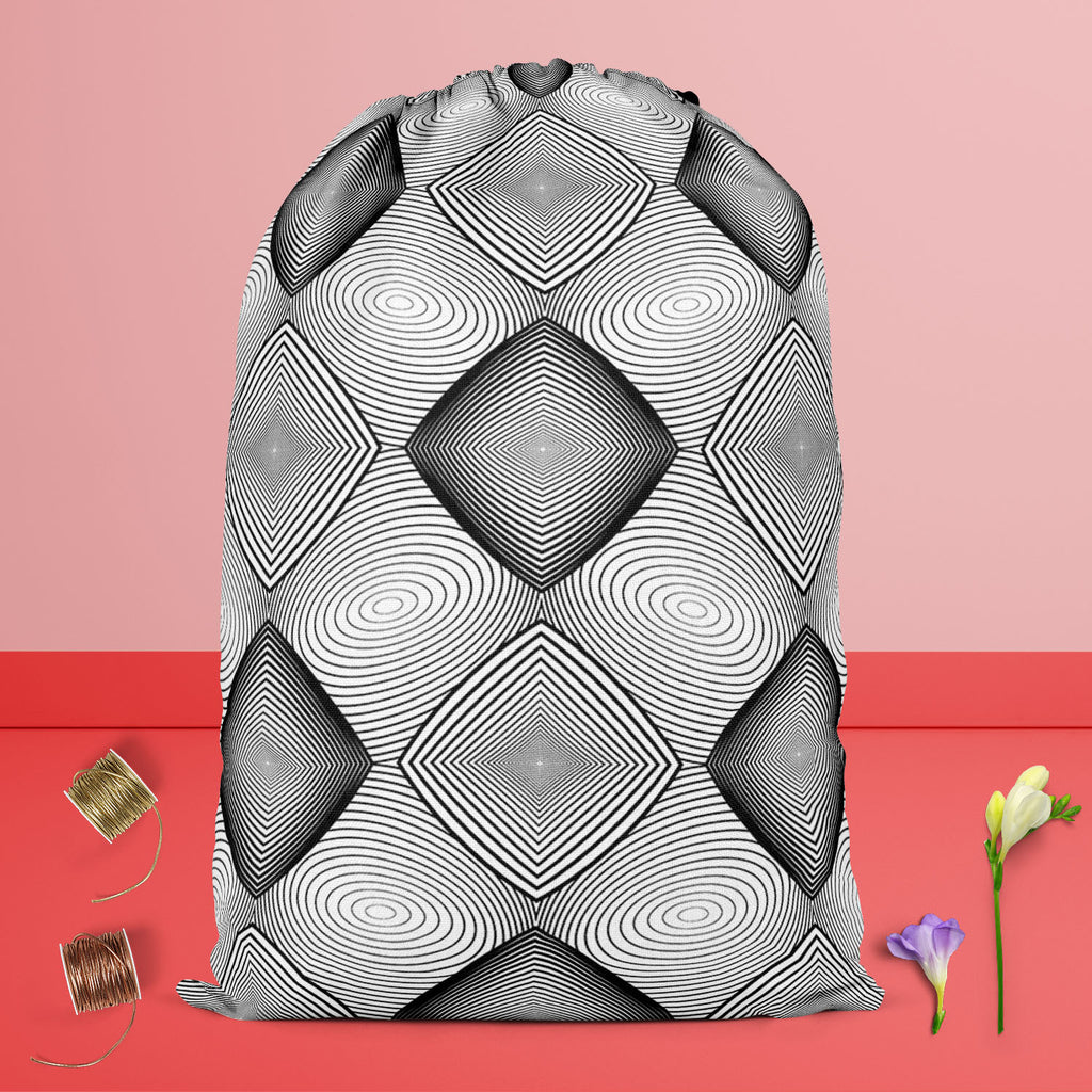 Monochrome Diamond D1 Reusable Sack Bag | Bag for Gym, Storage, Vegetable & Travel-Drawstring Sack Bags-SCK_FB_DS-IC 5007590 IC 5007590, Abstract Expressionism, Abstracts, Art and Paintings, Black, Black and White, Circle, Diamond, Digital, Digital Art, Geometric, Geometric Abstraction, Graphic, Grid Art, Illustrations, Modern Art, Patterns, Semi Abstract, Signs, Signs and Symbols, Stripes, White, monochrome, d1, reusable, sack, bag, for, gym, storage, vegetable, travel, abstract, abstraction, art, backgrou