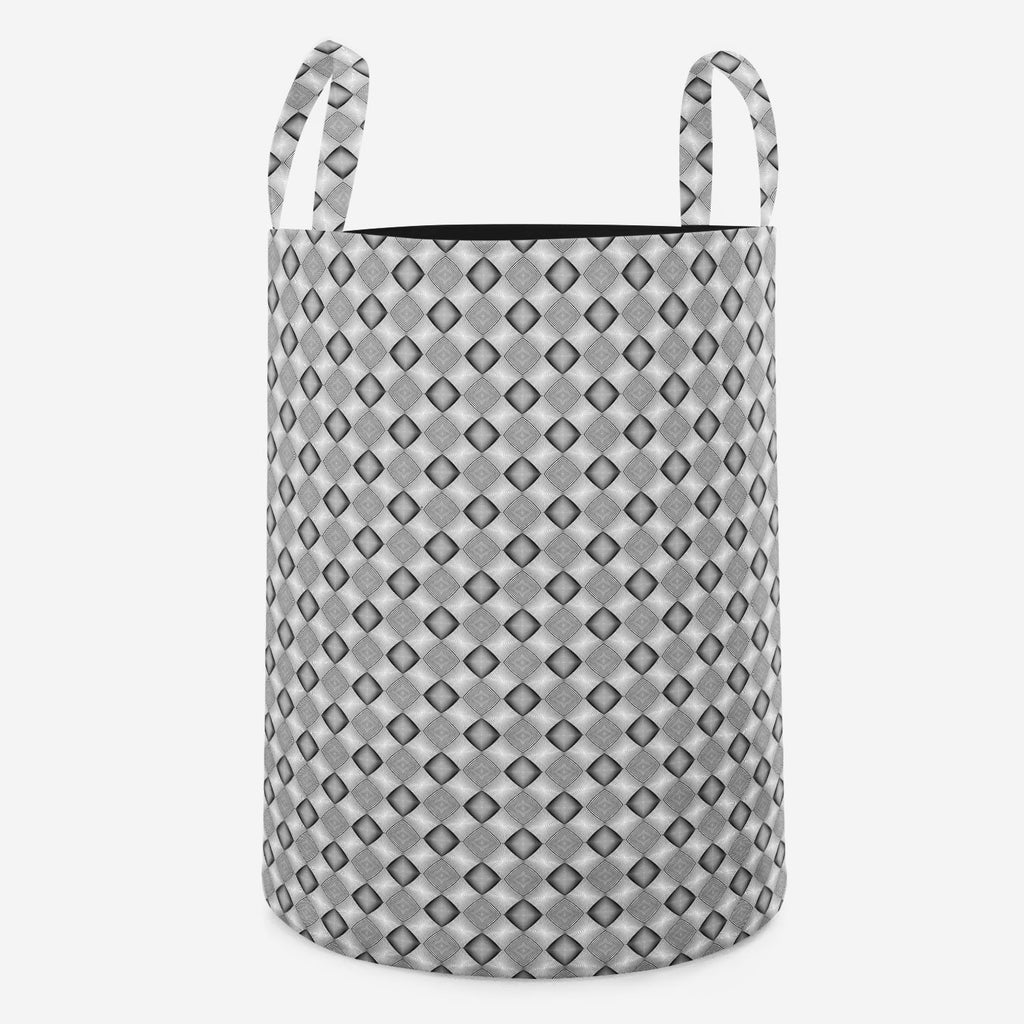 Monochrome Diamond Foldable Open Storage Bin | Organizer Box, Toy Basket, Shelf Box, Laundry Bag | Canvas Fabric-Storage Bins-STR_BI_RD-IC 5007590 IC 5007590, Abstract Expressionism, Abstracts, Art and Paintings, Black, Black and White, Circle, Diamond, Digital, Digital Art, Geometric, Geometric Abstraction, Graphic, Grid Art, Illustrations, Modern Art, Patterns, Semi Abstract, Signs, Signs and Symbols, Stripes, White, monochrome, foldable, open, storage, bin, organizer, box, toy, basket, shelf, laundry, ba