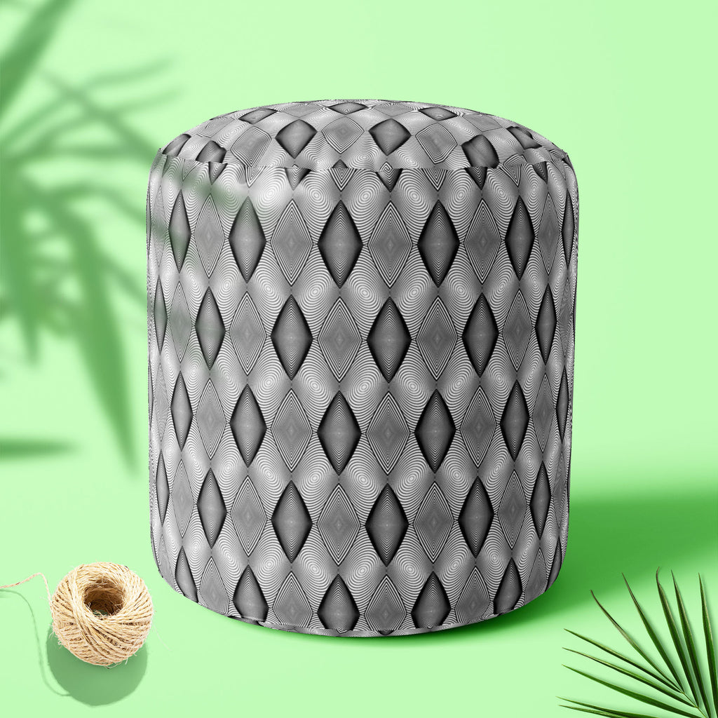 Monochrome Diamond D2 Footstool Footrest Puffy Pouffe Ottoman Bean Bag | Canvas Fabric-Footstools-FST_CB_BN-IC 5007593 IC 5007593, Abstract Expressionism, Abstracts, Art and Paintings, Black, Black and White, Circle, Diamond, Digital, Digital Art, Geometric, Geometric Abstraction, Graphic, Grid Art, Illustrations, Modern Art, Patterns, Semi Abstract, Signs, Signs and Symbols, Stripes, White, monochrome, d2, footstool, footrest, puffy, pouffe, ottoman, bean, bag, canvas, fabric, abstract, abstraction, art, b