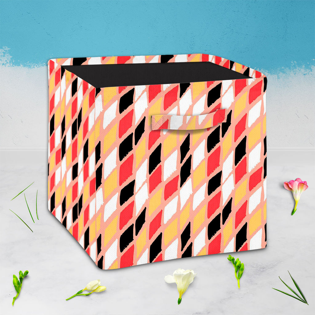 Harlequin Foldable Open Storage Bin | Organizer Box, Toy Basket, Shelf Box, Laundry Bag | Canvas Fabric-Storage Bins-STR_BI_CB-IC 5007594 IC 5007594, Abstract Expressionism, Abstracts, Ancient, Art and Paintings, Bohemian, Brush Stroke, Check, Culture, Drawing, Ethnic, Geometric, Geometric Abstraction, Graffiti, Hand Drawn, Historical, Illustrations, Medieval, Patterns, Plaid, Retro, Semi Abstract, Stripes, Traditional, Tribal, Vintage, Watercolour, World Culture, harlequin, foldable, open, storage, bin, or