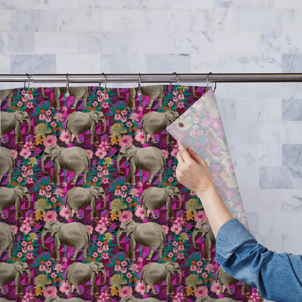Indian Elephants Washable Waterproof Shower Curtain-Shower Curtains-CUR_SH-IC 5007595 IC 5007595, Botanical, Drawing, Floral, Flowers, Illustrations, Indian, Nature, Patterns, Signs, Signs and Symbols, elephants, washable, waterproof, shower, curtain, design, exotic, illustration, jungles, lotus, pattern, seamless, artzfolio, shower curtain, bathroom curtain, eyelet shower curtain, waterproof shower curtain, kids shower curtain, washable curtain, 7feet shower curtain, washroom curtain, set of 2 curtain, pvc