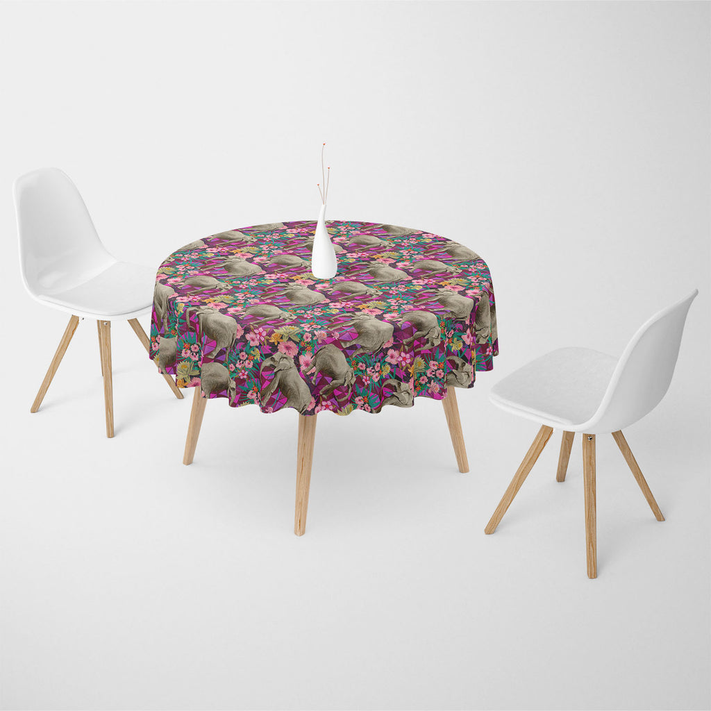 Indian Elephants Table Cloth Cover-Table Covers-CVR_TB_RD-IC 5007595 IC 5007595, Botanical, Drawing, Floral, Flowers, Illustrations, Indian, Nature, Patterns, Signs, Signs and Symbols, elephants, table, cloth, cover, design, exotic, illustration, jungles, lotus, pattern, seamless, artzfolio, table cloth, table cover, dining table cloth, round table cloth, plastic sheet for dining table, center table cloth, table clothes, plastic table cloth, table cloth 6 seater, table cloth 4 seater, dinning table cloth, r