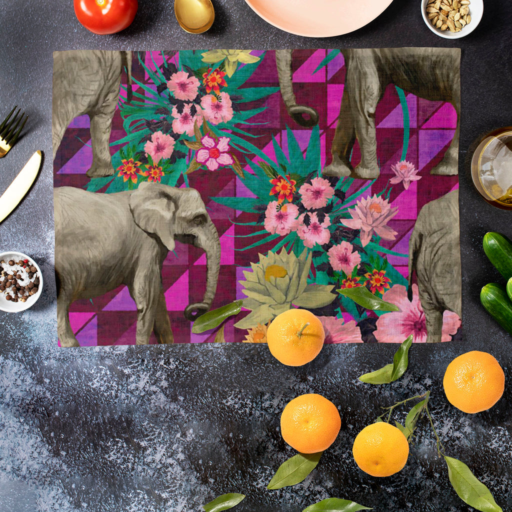 Elephant Pattern D1 Table Mat Placemat-Table Place Mats Fabric-MAT_TB-IC 5007595 IC 5007595, Botanical, Drawing, Floral, Flowers, Illustrations, Indian, Nature, Patterns, Signs, Signs and Symbols, elephant, pattern, d1, table, mat, placemat, design, elephants, exotic, illustration, jungles, lotus, seamless, artzfolio, table mats for dining table, table mat, table mats, placemats, placemats set of 6, dinning table mat, table mats set of 6, table placemats set of 6, dining mats set of 4, table mats set of 4, 