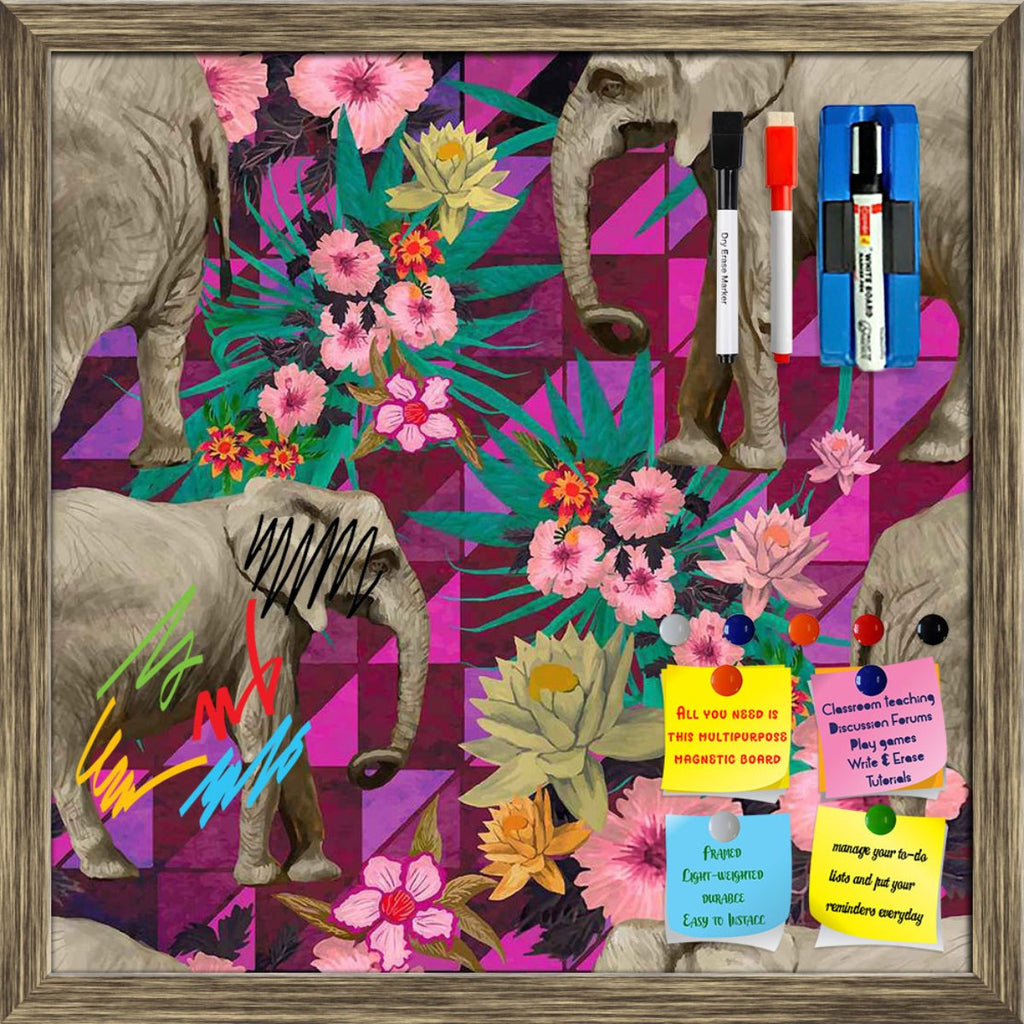 Indian Elephants Framed Magnetic Dry Erase Board | Combo with Magnet Buttons & Markers-Magnetic Boards Framed-MGB_FR-IC 5007595 IC 5007595, Botanical, Drawing, Floral, Flowers, Illustrations, Indian, Nature, Patterns, Signs, Signs and Symbols, elephants, framed, magnetic, dry, erase, board, printed, whiteboard, with, 4, magnets, 2, markers, 1, duster, design, exotic, illustration, jungles, lotus, pattern, seamless, artzfolio, white board, dry erase board, magnetic board, magnetic whiteboard, small whiteboar