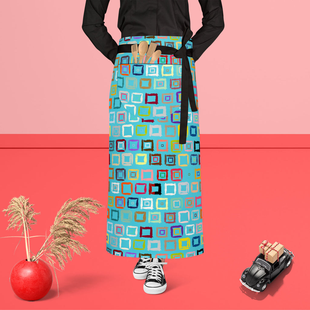 Geometric Pattern D1 Apron | Adjustable, Free Size & Waist Tiebacks-Aprons Waist to Feet-APR_WS_FT-IC 5007599 IC 5007599, Abstract Expressionism, Abstracts, African, Ancient, Aztec, Bohemian, Brush Stroke, Check, Drawing, Geometric, Geometric Abstraction, Hand Drawn, Historical, Medieval, Patterns, Plaid, Retro, Semi Abstract, Signs, Signs and Symbols, Stripes, Vintage, Watercolour, pattern, d1, apron, adjustable, free, size, waist, tiebacks, abstract, aqua, blue, background, blocks, boho, bold, bright, bru