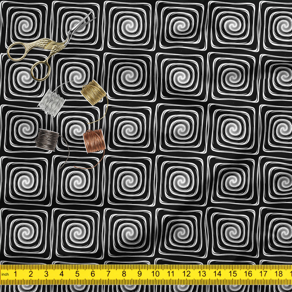 Monochrome Labyrinth Upholstery Fabric by Metre | For Sofa, Curtains, Cushions, Furnishing, Craft, Dress Material-Upholstery Fabrics-FAB_RW-IC 5007600 IC 5007600, Abstract Expressionism, Abstracts, Art and Paintings, Black, Black and White, Circle, Digital, Digital Art, Geometric, Geometric Abstraction, Graphic, Illustrations, Modern Art, Patterns, Semi Abstract, Signs, Signs and Symbols, Stripes, White, monochrome, labyrinth, upholstery, fabric, by, metre, for, sofa, curtains, cushions, furnishing, craft, 