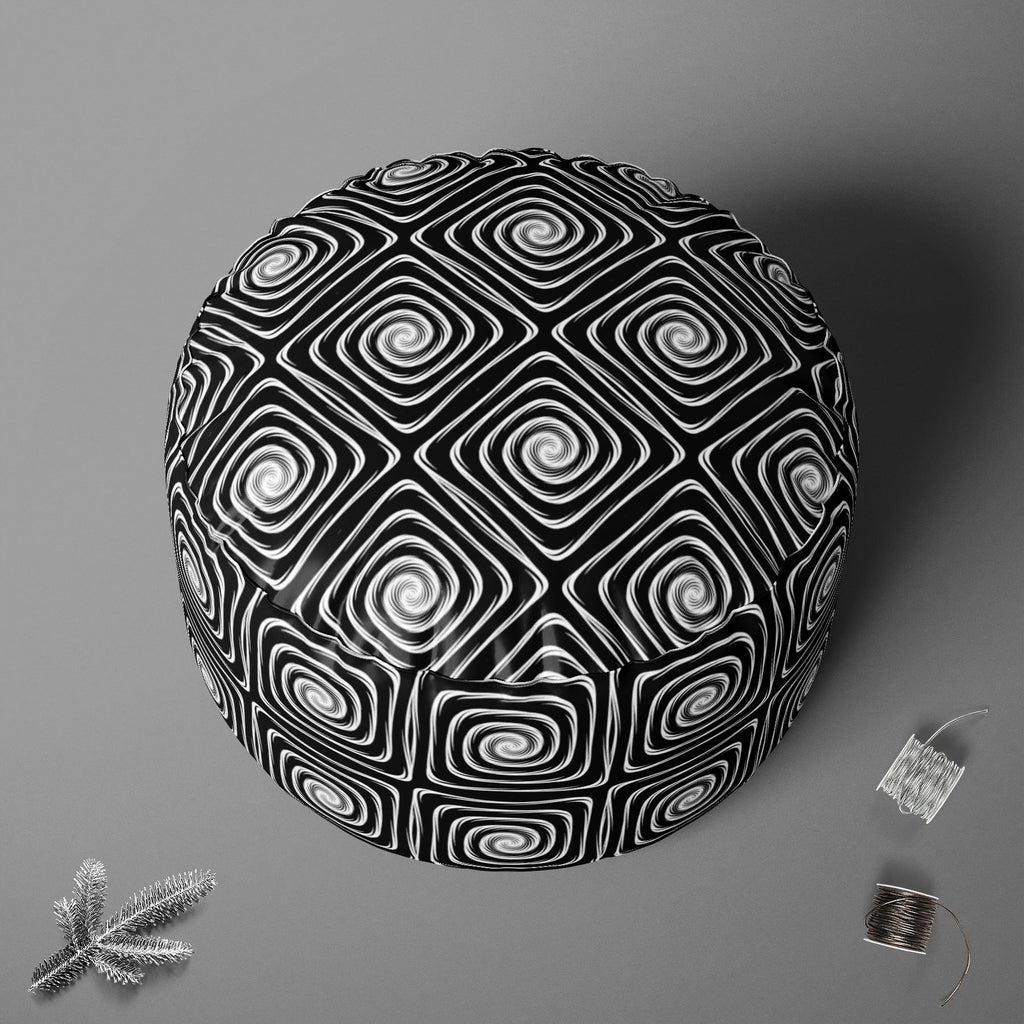 Monochrome Labyrinth Footstool Footrest Puffy Pouffe Ottoman Bean Bag | Canvas Fabric-Footstools-FST_CB_BN-IC 5007600 IC 5007600, Abstract Expressionism, Abstracts, Art and Paintings, Black, Black and White, Circle, Digital, Digital Art, Geometric, Geometric Abstraction, Graphic, Illustrations, Modern Art, Patterns, Semi Abstract, Signs, Signs and Symbols, Stripes, White, monochrome, labyrinth, footstool, footrest, puffy, pouffe, ottoman, bean, bag, canvas, fabric, abstract, abstraction, art, background, ci