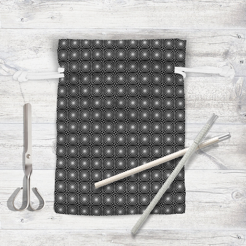 Monochrome Labyrinth Pouch Wrist Potli Bag | Bag for Weddings & Casual Parties-Drawstring Pouches-PCH_FB_DS-IC 5007600 IC 5007600, Abstract Expressionism, Abstracts, Art and Paintings, Black, Black and White, Circle, Digital, Digital Art, Geometric, Geometric Abstraction, Graphic, Illustrations, Modern Art, Patterns, Semi Abstract, Signs, Signs and Symbols, Stripes, White, monochrome, labyrinth, pouch, wrist, potli, bag, for, weddings, casual, parties, abstract, abstraction, art, background, circular, creat