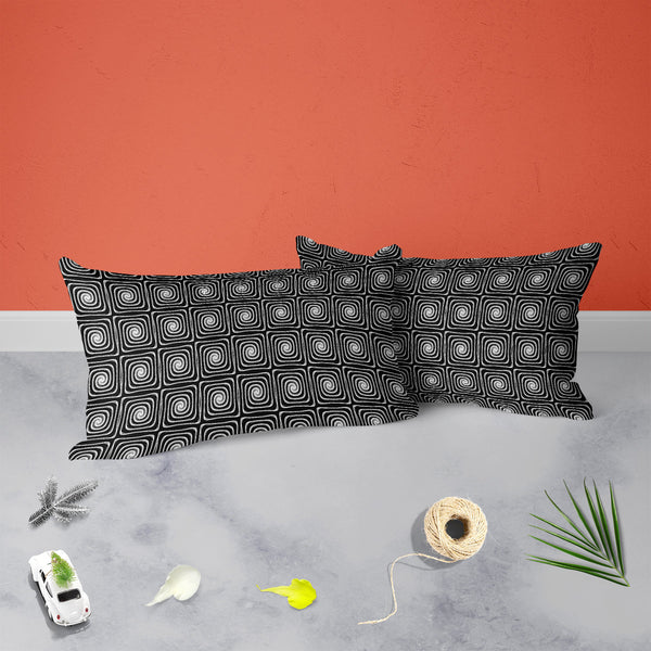 Monochrome Labyrinth Pillow Cover Case-Pillow Cases-PIL_CV-IC 5007600 IC 5007600, Abstract Expressionism, Abstracts, Art and Paintings, Black, Black and White, Circle, Digital, Digital Art, Geometric, Geometric Abstraction, Graphic, Illustrations, Modern Art, Patterns, Semi Abstract, Signs, Signs and Symbols, Stripes, White, monochrome, labyrinth, pillow, cover, cases, for, bedroom, living, room, poly, cotton, fabric, abstract, abstraction, art, background, circular, creative, curve, design, distorted, dist